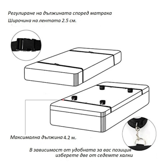 БДСМ белезници за ръце и крака за легло 