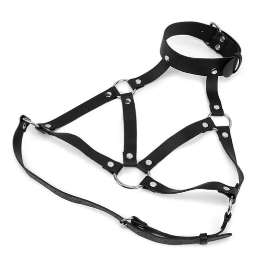 Кожен BDSM харнес за бюст