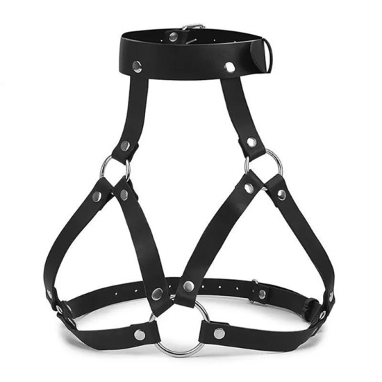 Кожен BDSM харнес за бюст