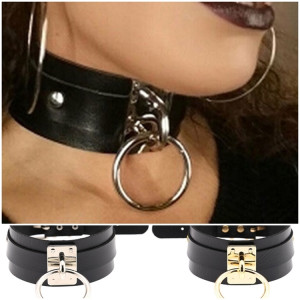Кожен чокър с халка
