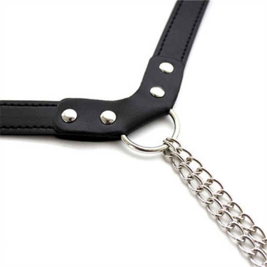 Кожен харнес тип прашки – черен, еко кожа, BDSM стил