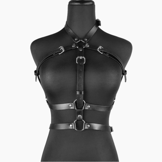 Кожен бюст харнес – черен, BDSM стил | Valdes Erotic