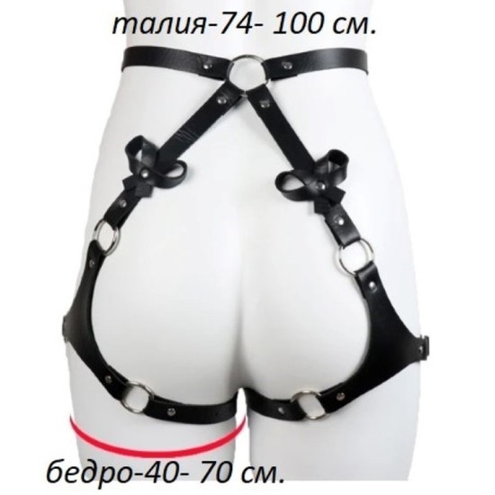 Кожен BDSM харнес за талия и бедра